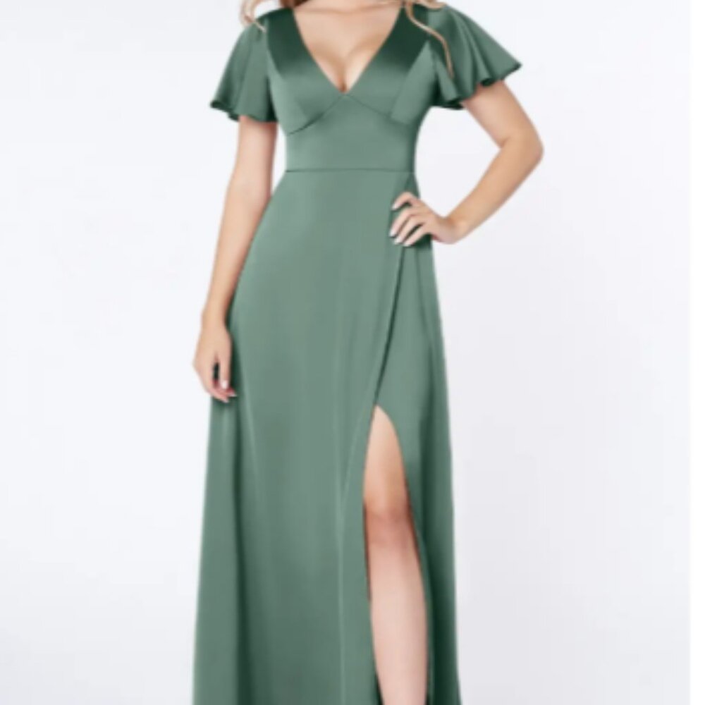 Azazie Eucalyptus Stretch Satin Lani